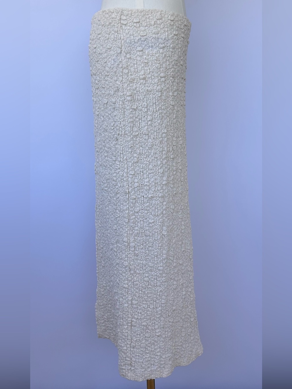 MNG (Mango) Women’s Textured Column Maxi Skirt Ecru Size Medium - Picture 3 of 11